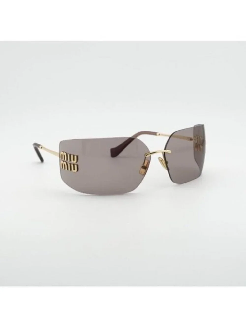 Miu Miu MU54YS 5AK06I Geometric Sunglasses - Gold/Light Purple Brown